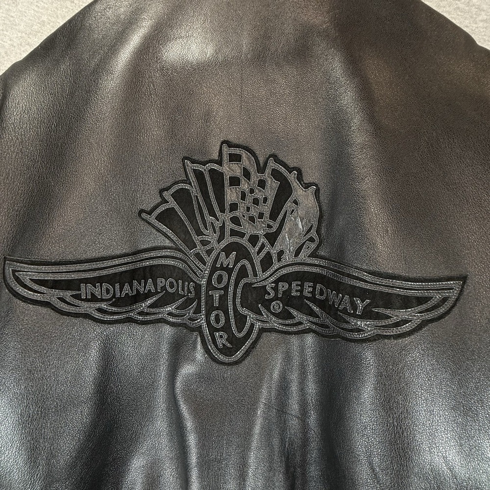 Indy 500 JH Design Jeff Hamilton Black Leather Jacket Mens XL Jeff Belskus